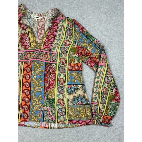 Boden Womens Size 10 Silk Viscose Romantic Blouse Multi Patchwork - Picture 7 of 10